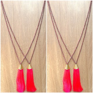 free shipping fashion necklace tassels golden bronze caps handmade bali